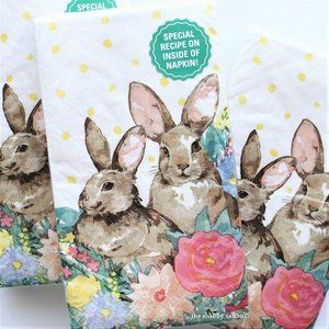 Pioneer Woman Easter Bunny Paper Guest Napkins 7.75 x 4.5 inches 24 County 2 PLY